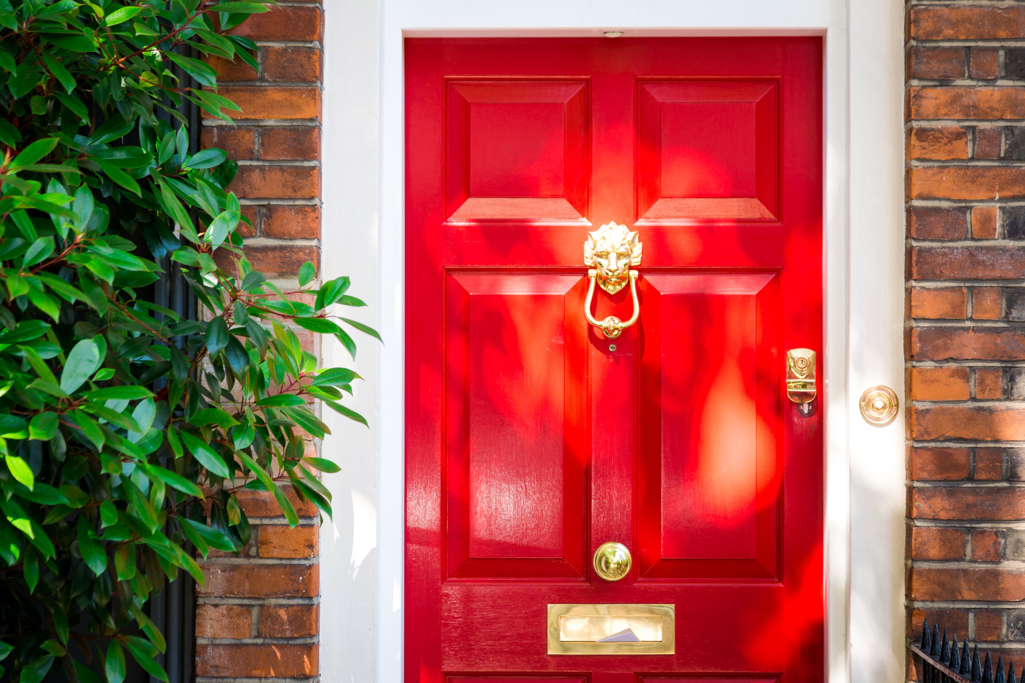 Traditional British house with Red Front Door