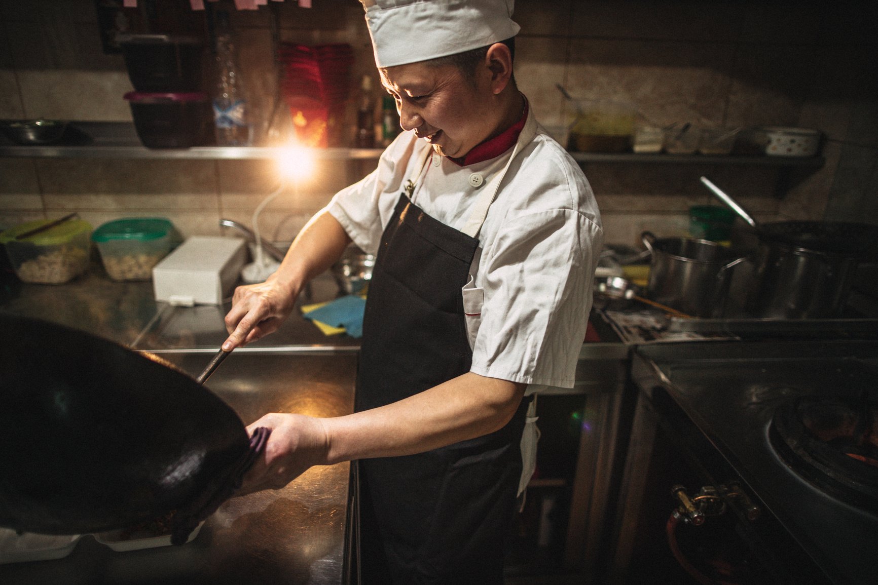 Chinese chef cooking